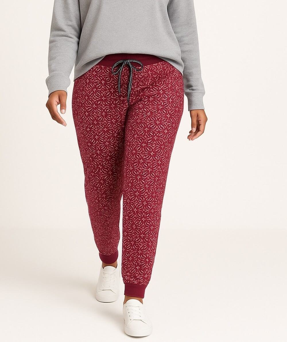 Nautica Cozy Lounge Pants XXL Red Patterned Soft Stretch Drawstring